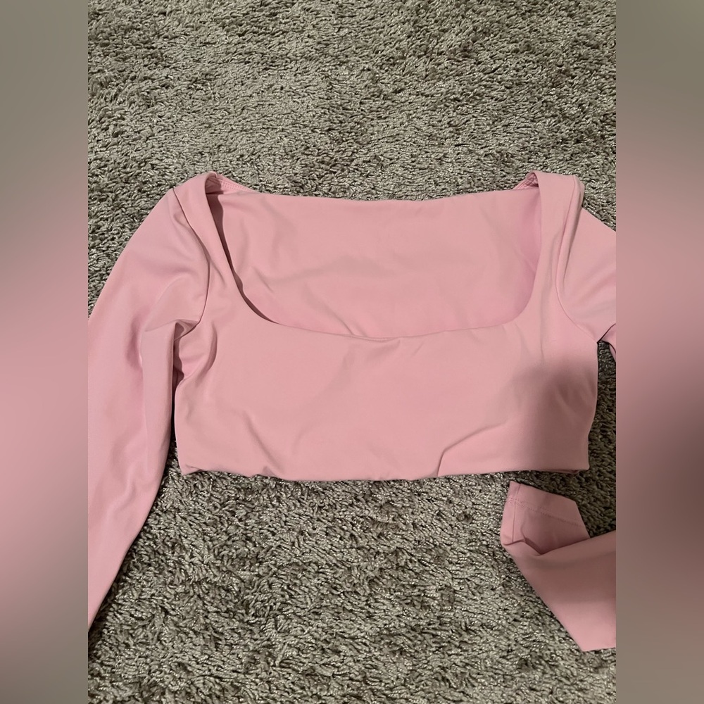 SHEIN Pink Long Sleeve Crop Top Sz Small